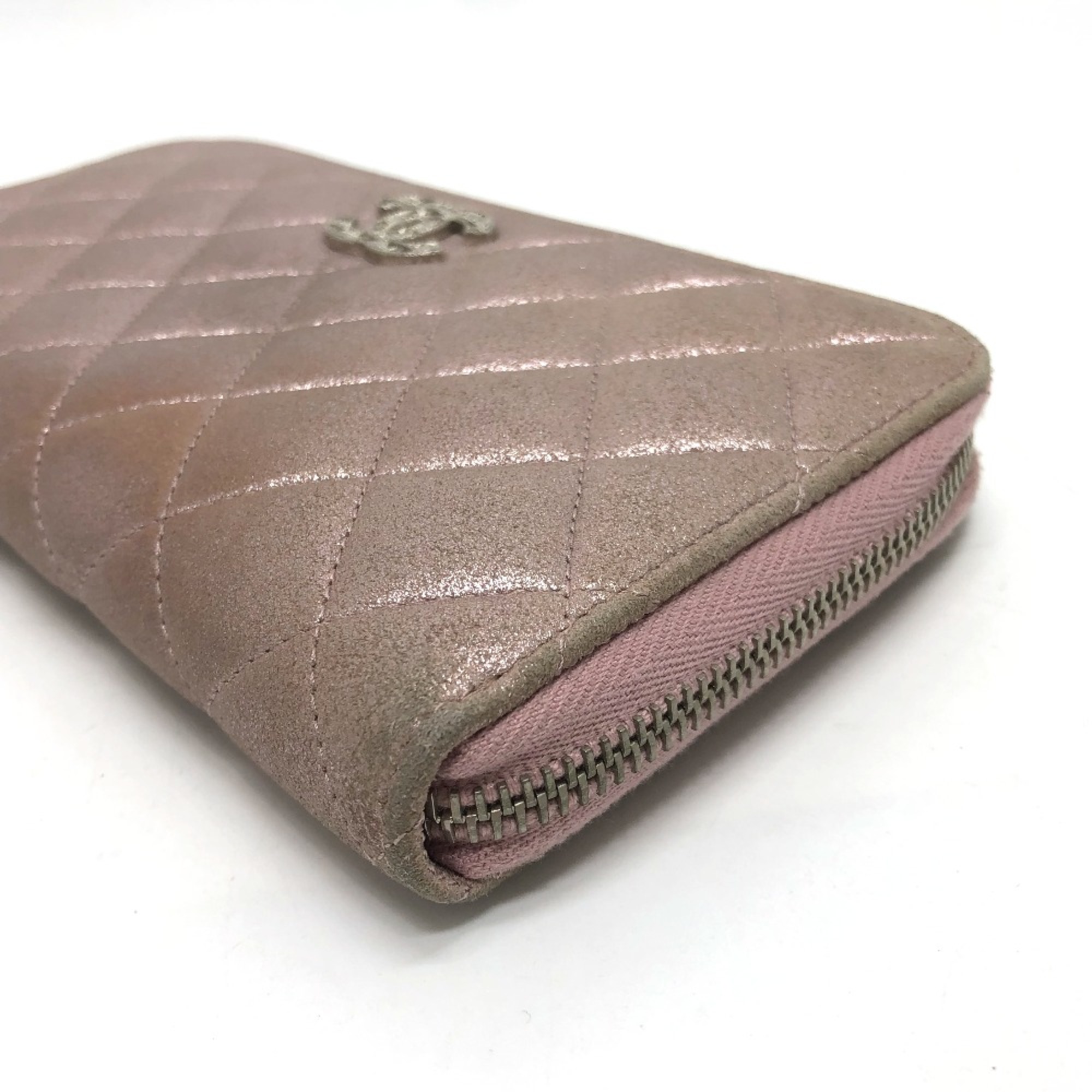 Chanel A80003 CC Mark Zip Around Long Wallet pink