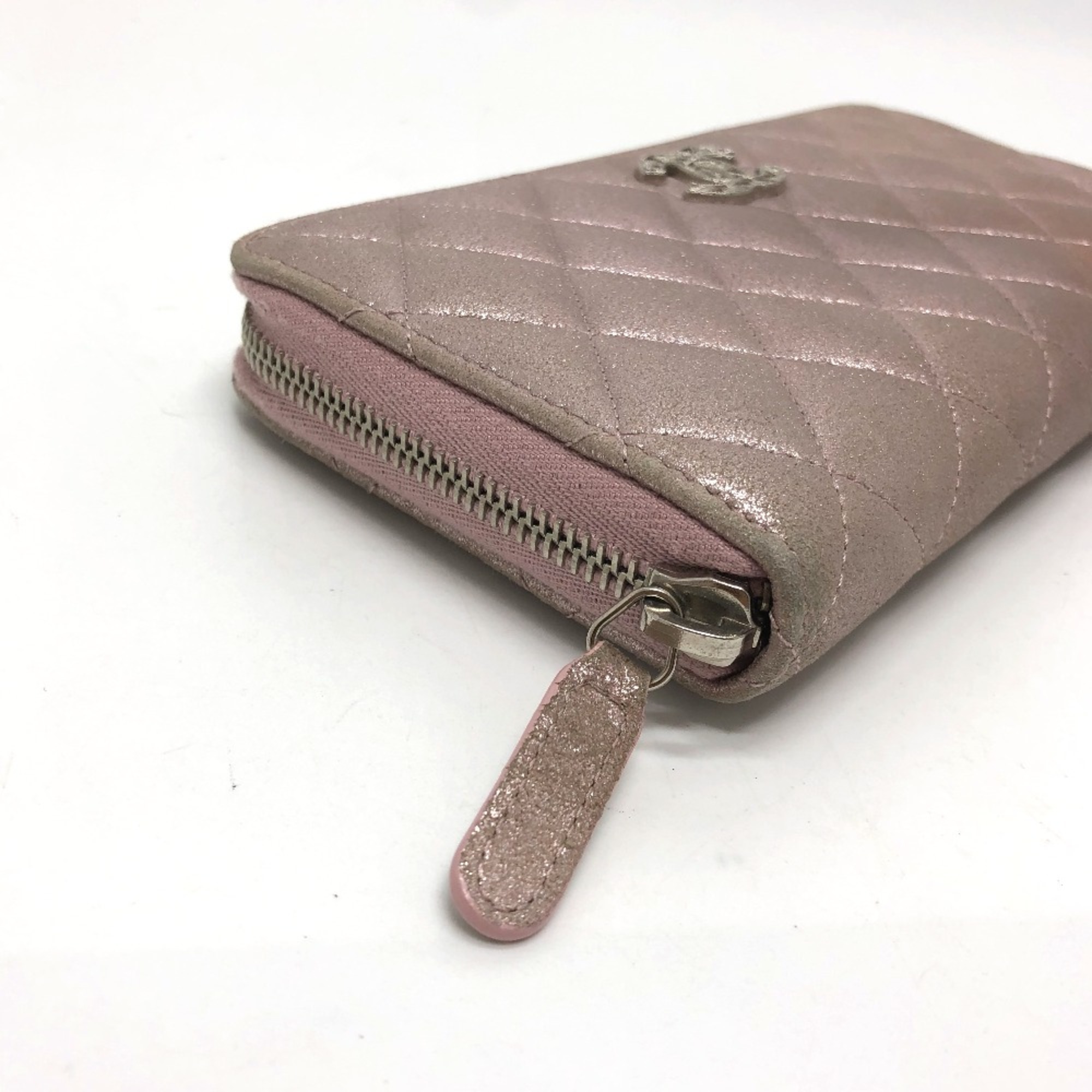 Chanel A80003 CC Mark Zip Around Long Wallet pink