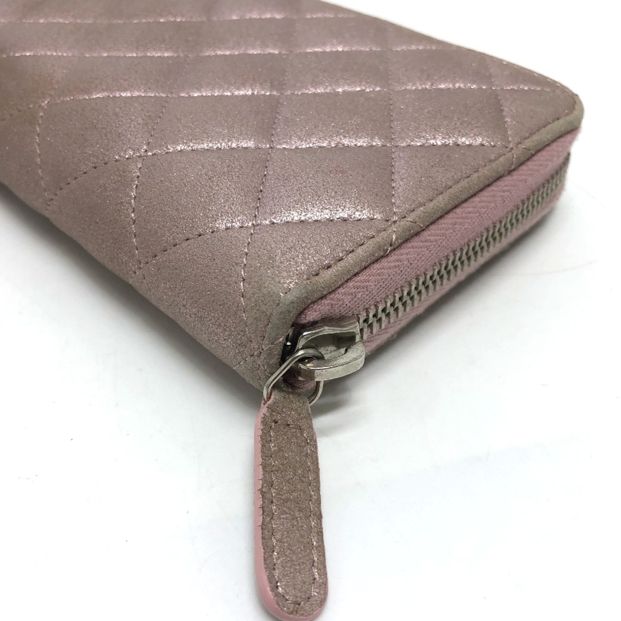 Chanel A80003 CC Mark Zip Around Long Wallet pink