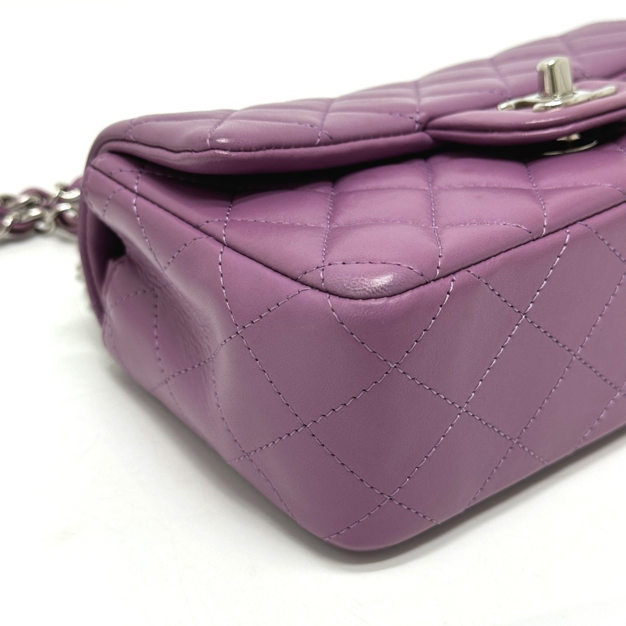 Chanel CC Mark chain bag Shoulder Bag purple SilverHardware