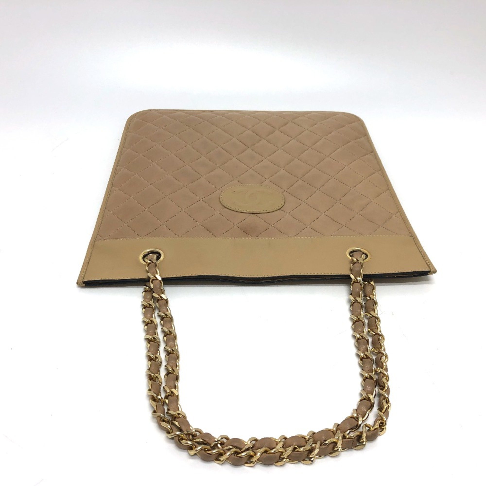 Chanel CC Mark Chain Shoulder Bag Beige GoldHardware