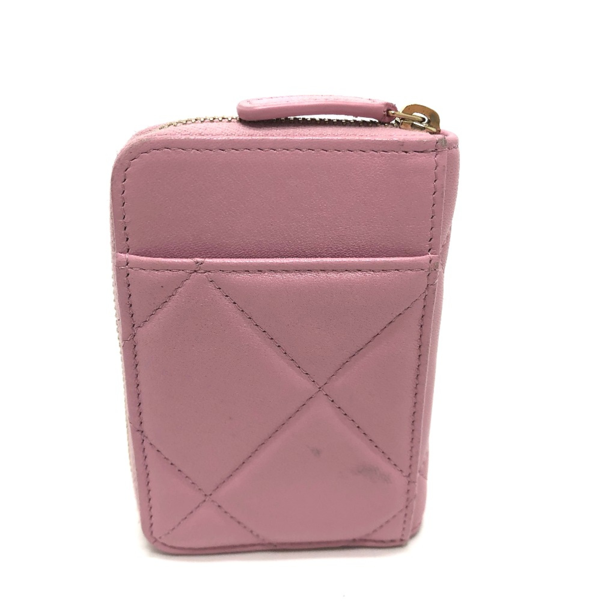 Chanel CC Mark CC wallet/wallet coin purse pink SilverGoldHardware