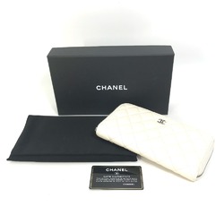 Chanel A50097 Matelasse CC Mark Quilted Wallet Long Wallet White SilverHardware