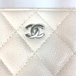 Chanel A50097 Matelasse CC Mark Quilted Wallet Long Wallet White SilverHardware