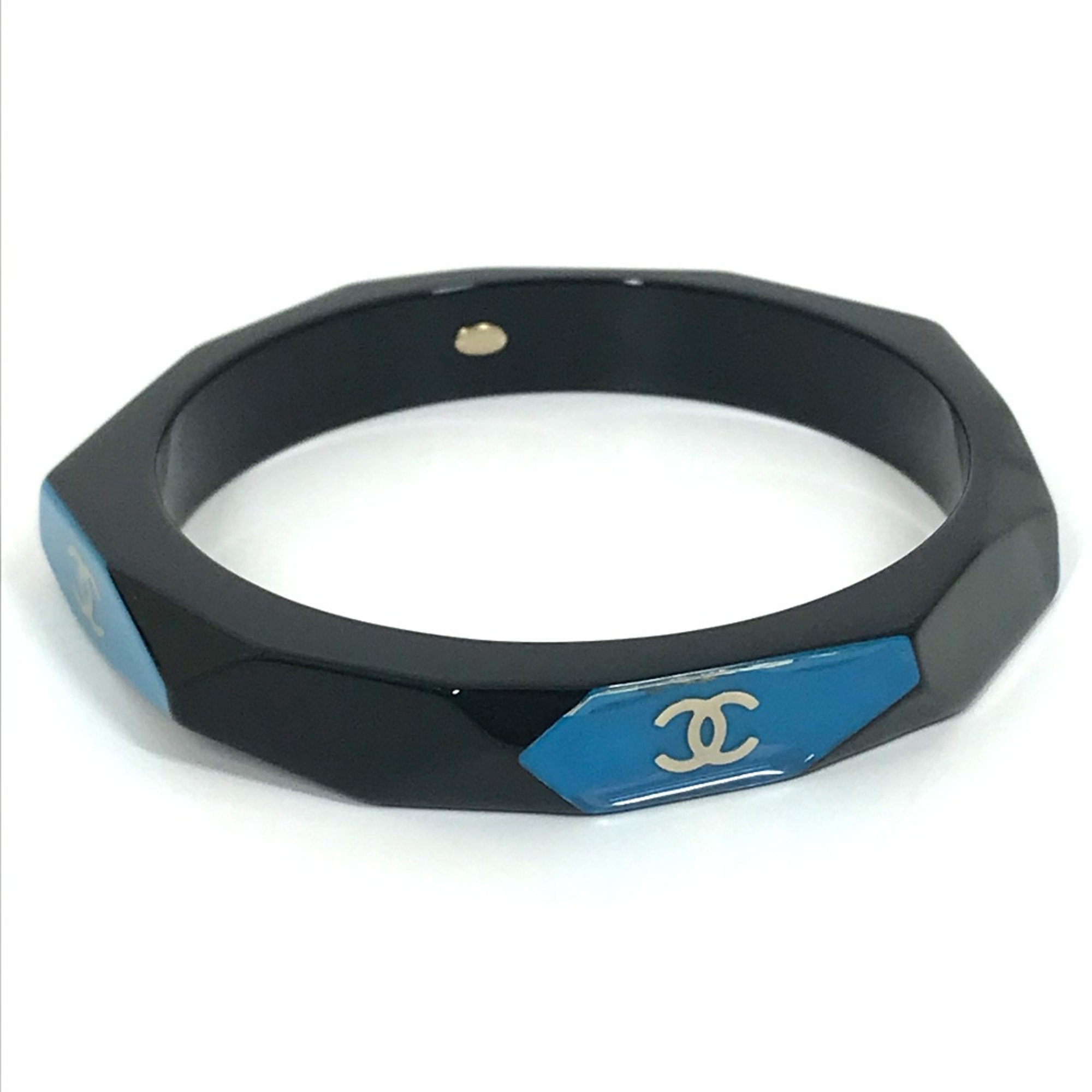 Chanel CC Mark Bracelet Bangle Black x blue