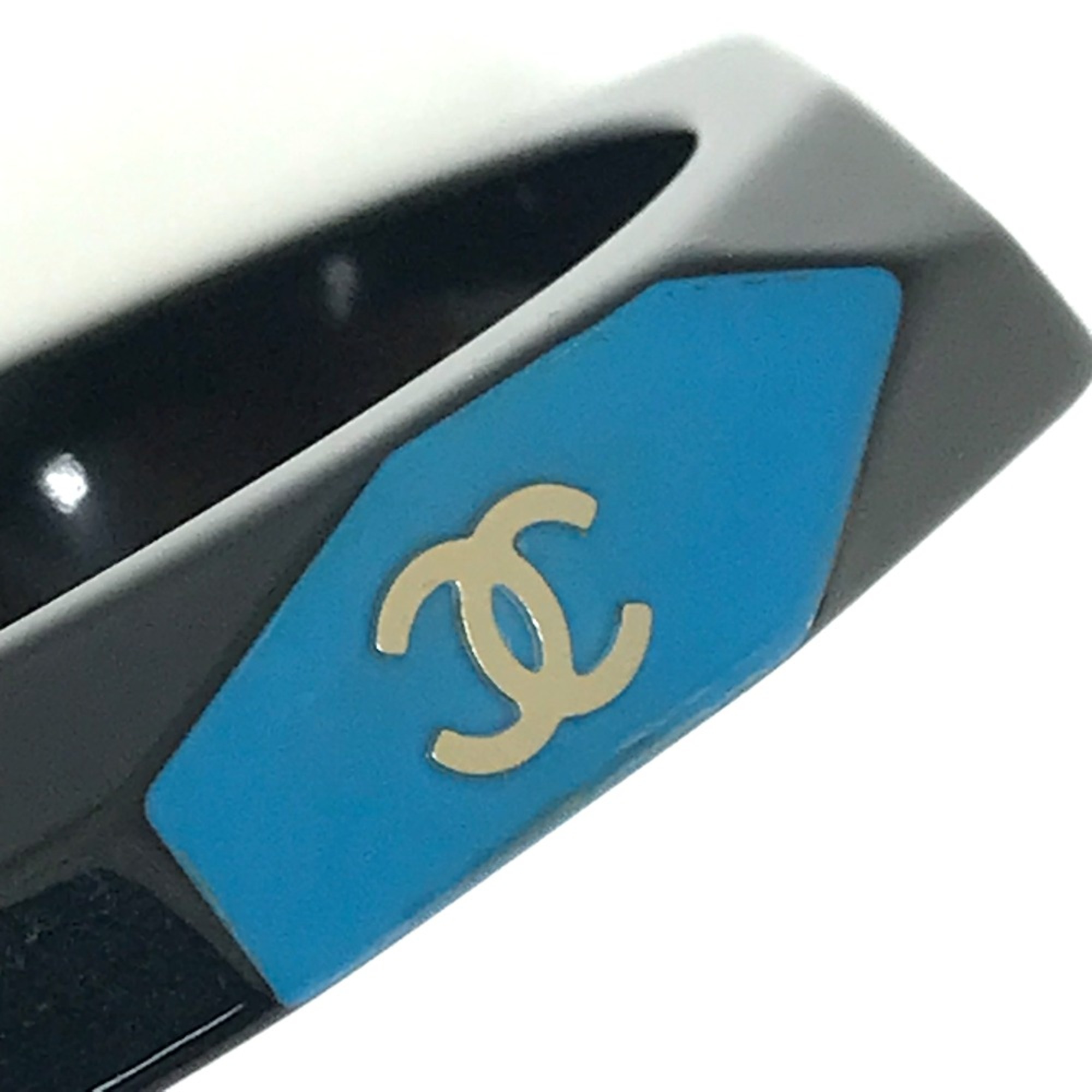 Chanel CC Mark Bracelet Bangle Black x blue