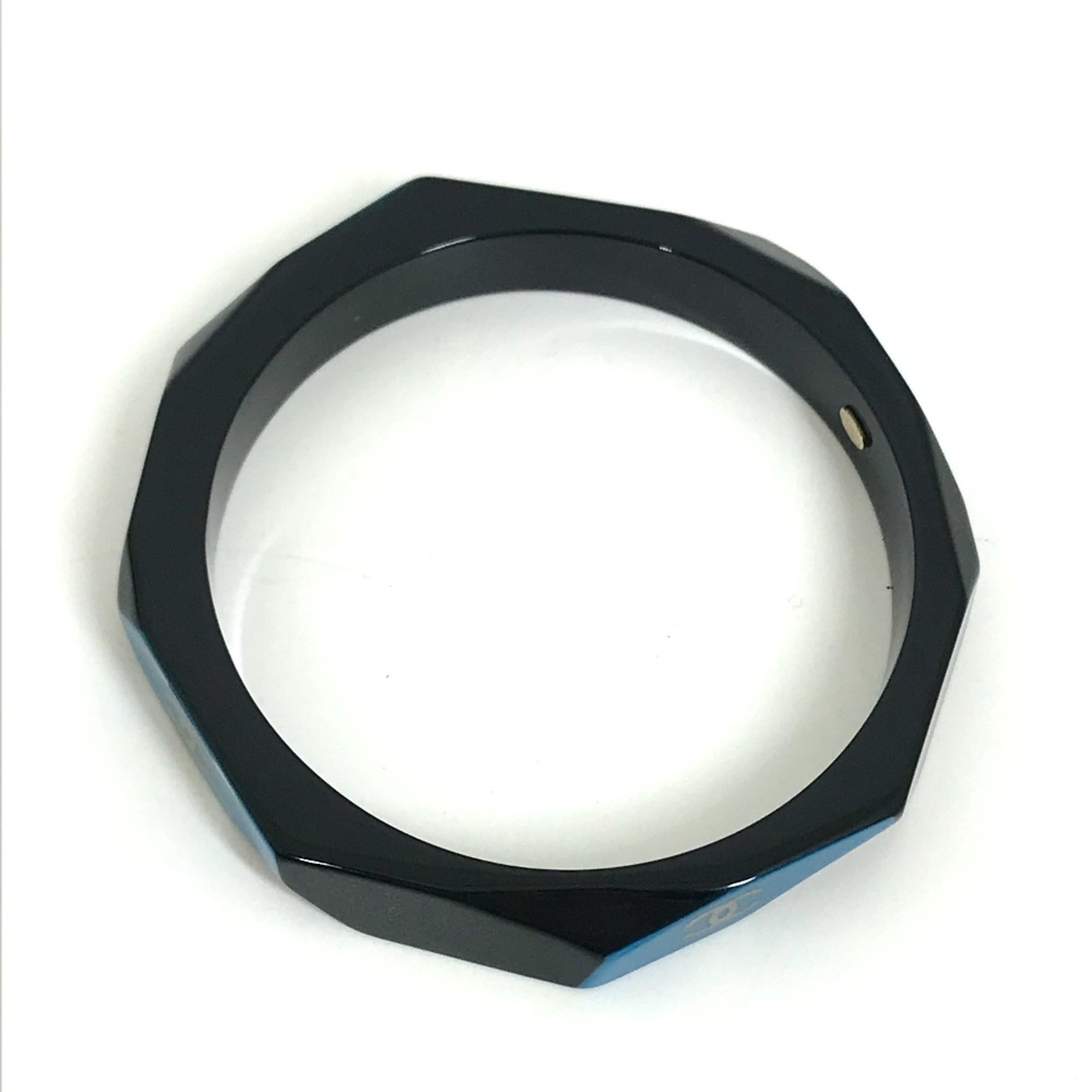 Chanel CC Mark Bracelet Bangle Black x blue