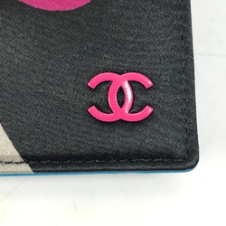 Chanel CC Mark Flower Flower Card Case with Chain passport case Black Multicolore