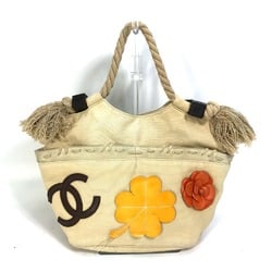 Chanel CC Mark Clover Flower Tote Bag Shoulder Bag Beige