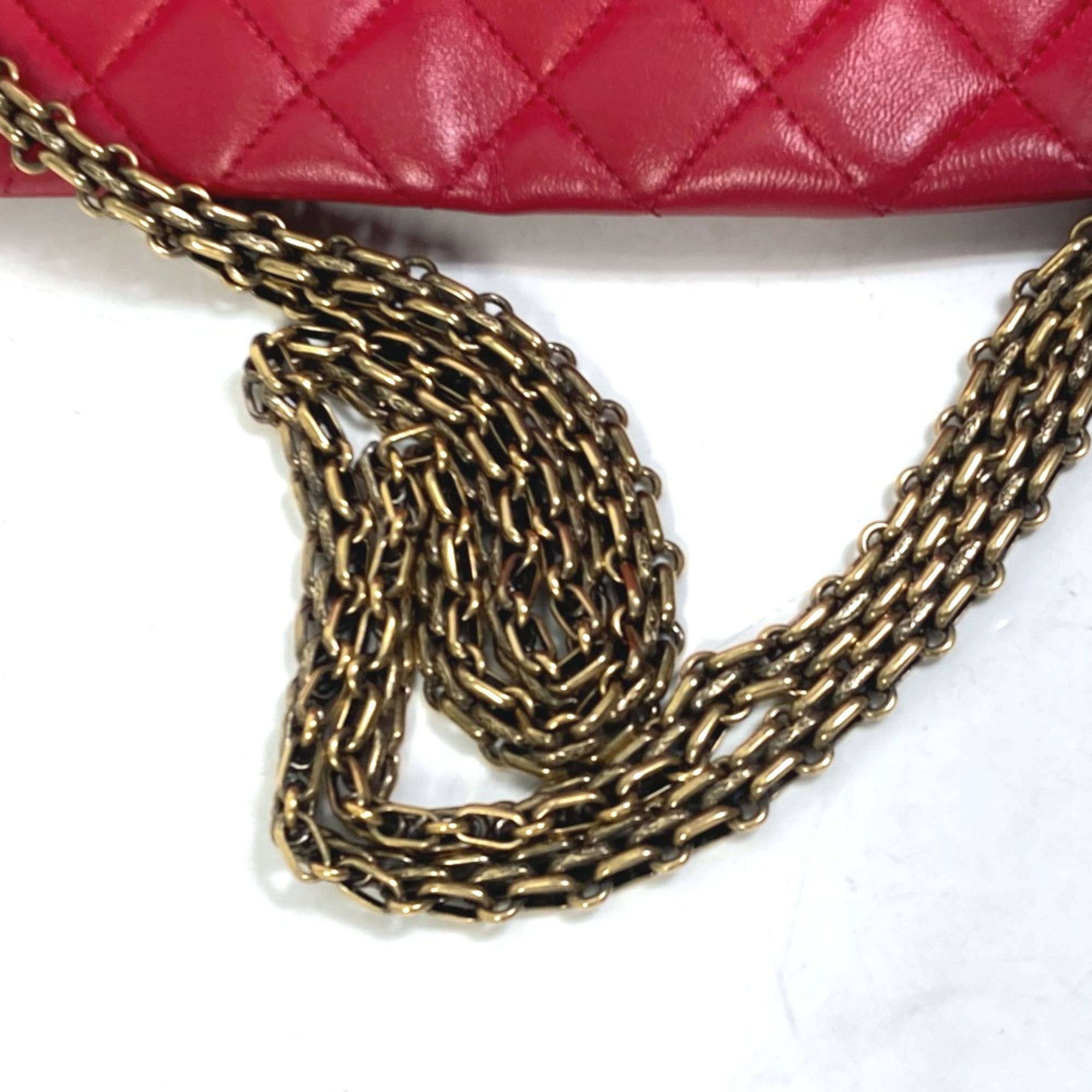 Chanel CC Mark Bag Double Chain Shoulder Bag Shoulder Bag Red Gold