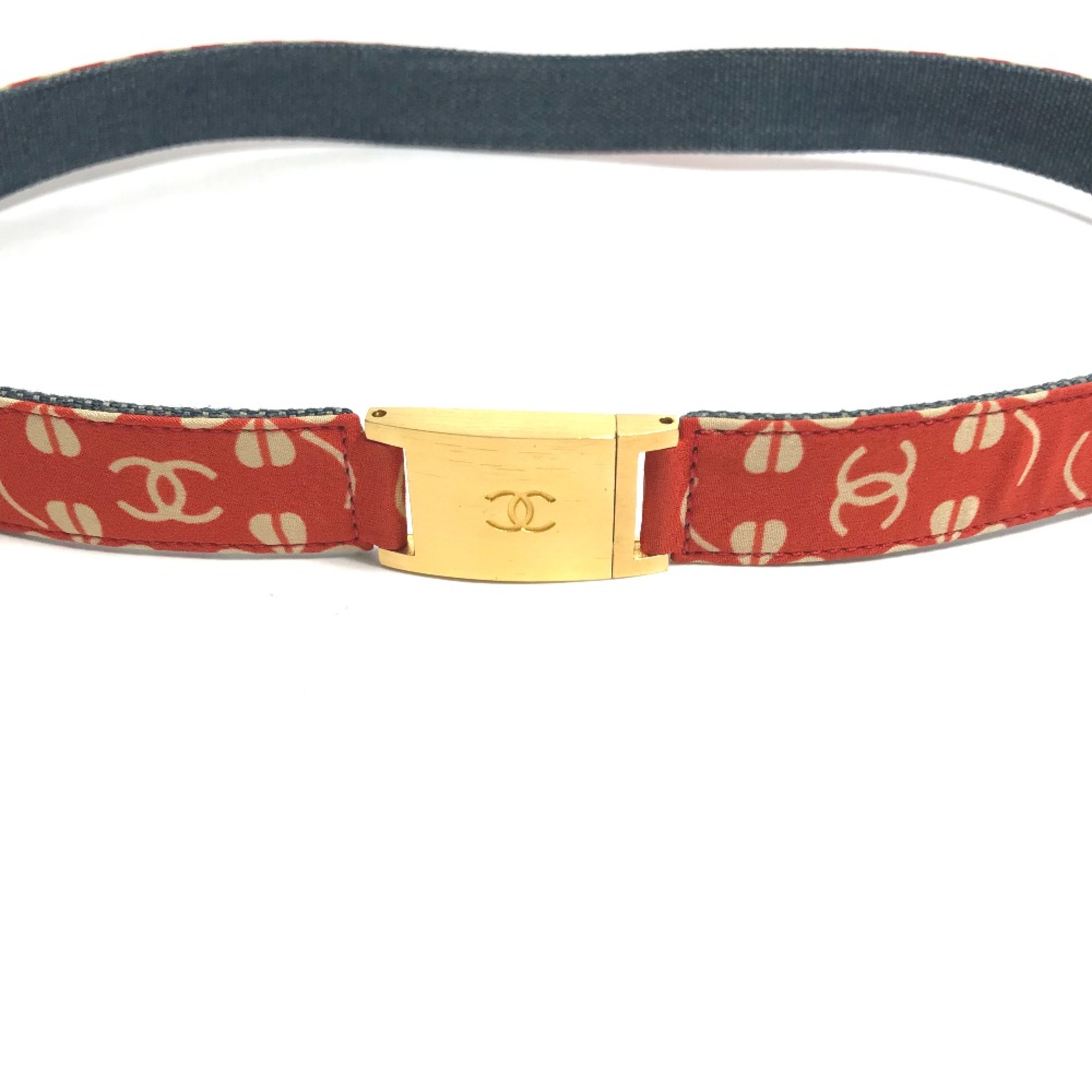 Chanel 01P Denim belt Red White