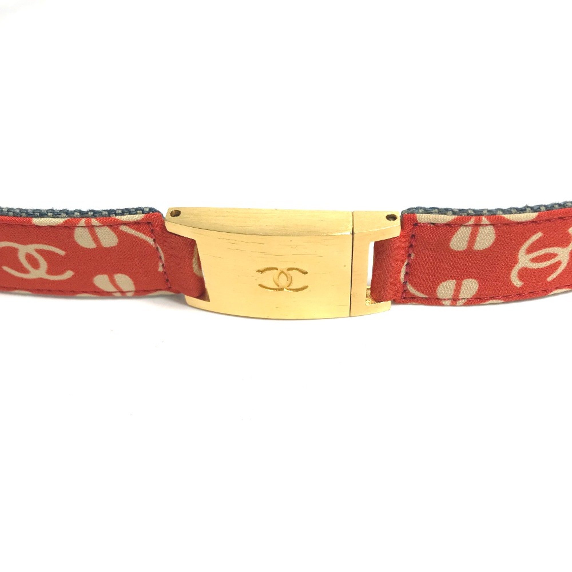 Chanel 01P Denim belt Red White