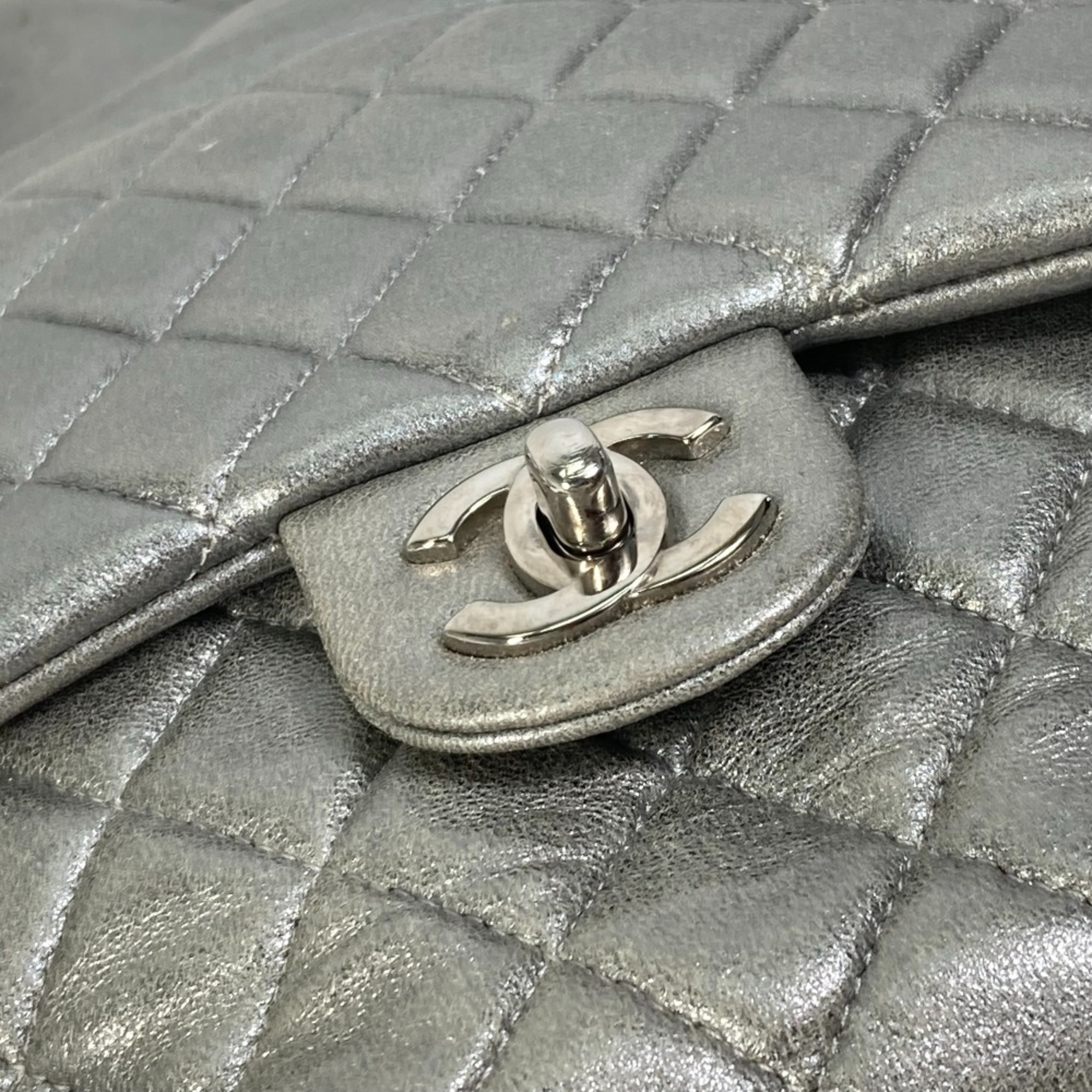 Chanel A94417 backpack drawstring Chain Backpack Silver