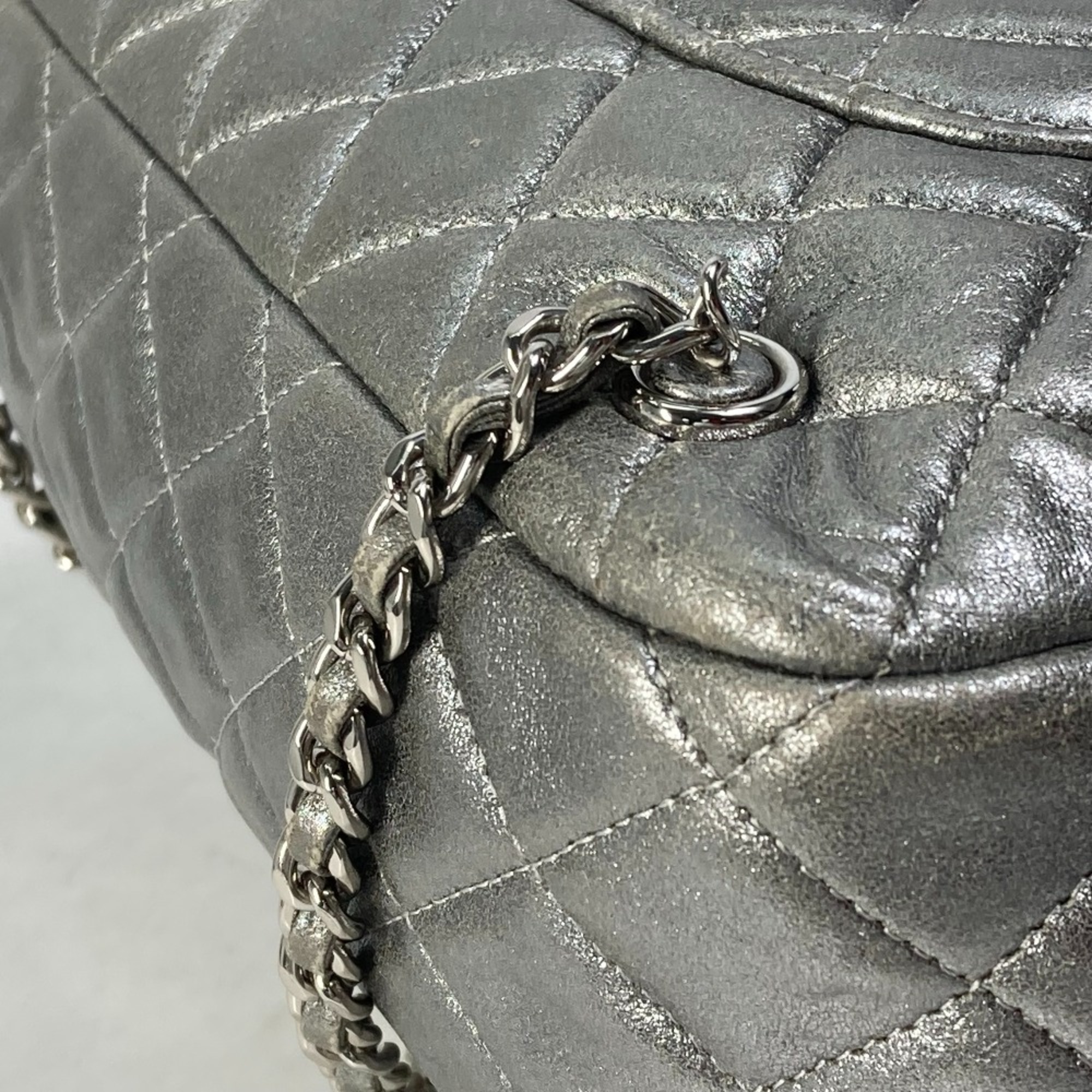 Chanel A94417 backpack drawstring Chain Backpack Silver