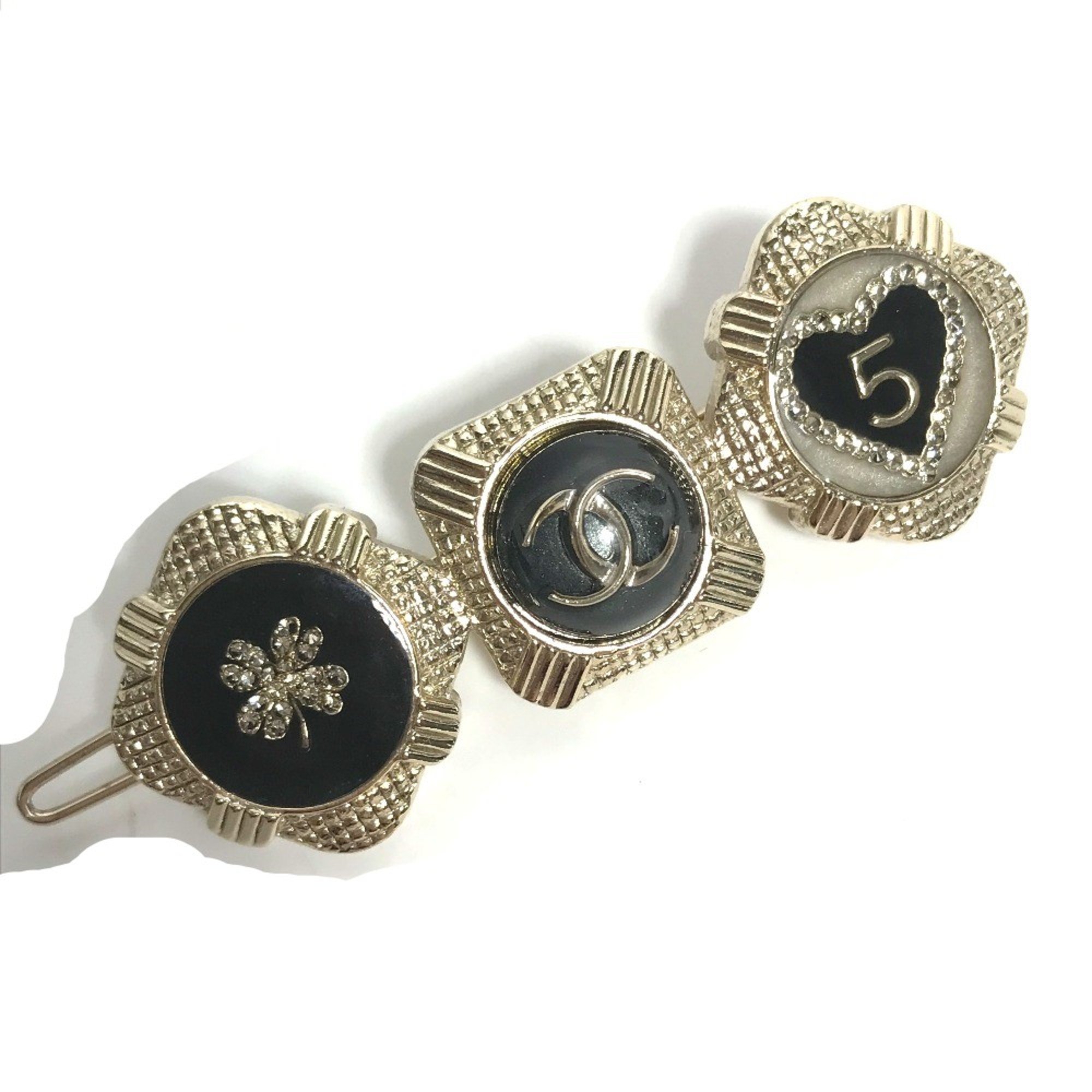 Chanel 21A Heart NO5 Clover Hair accessories Hair clip Valletta Gold Black