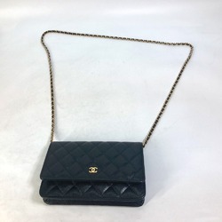 Chanel AP0250 Long Wallet Classic Chain Wallet Crossbody Shoulder Bag Black GoldHardware