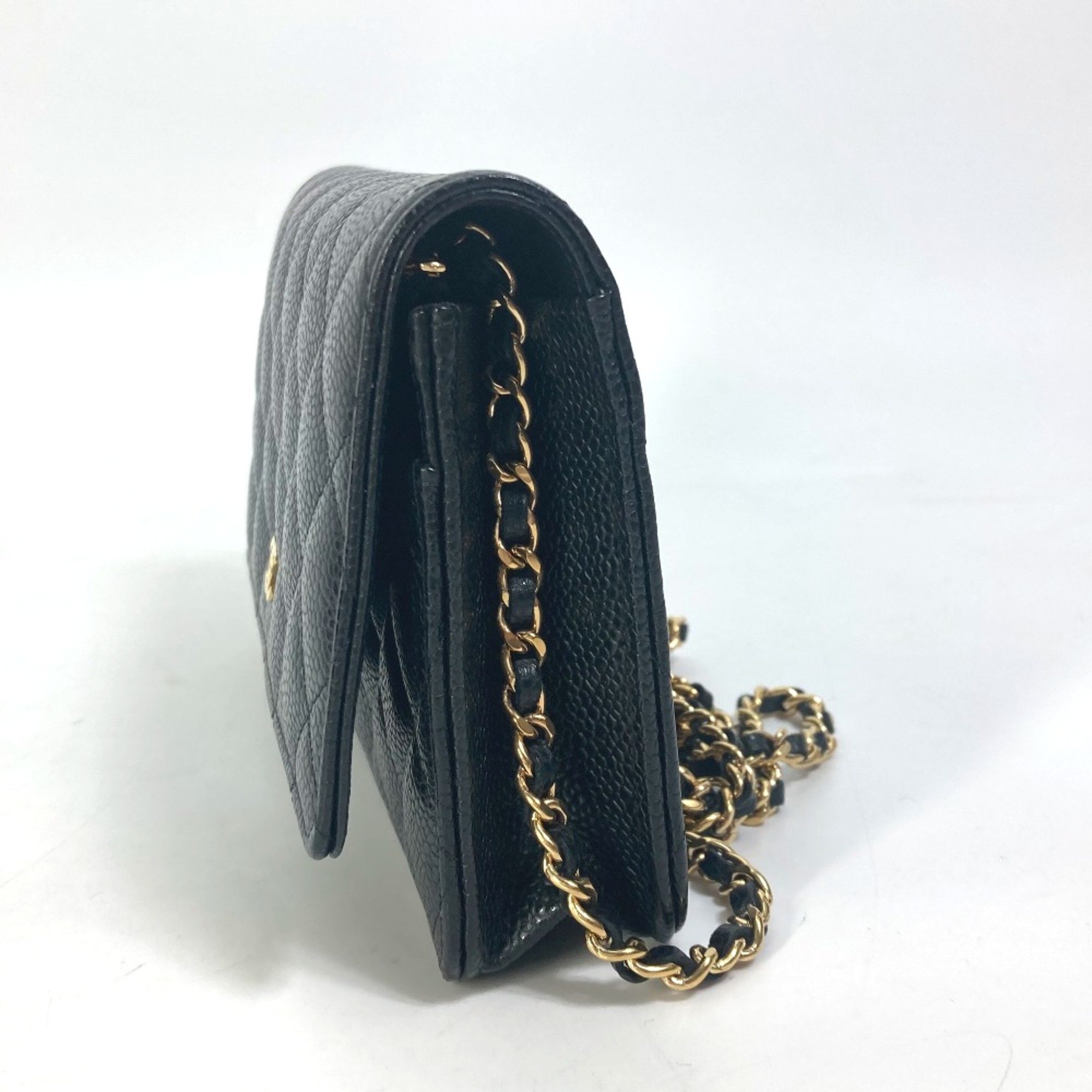 Chanel AP0250 Long Wallet Classic Chain Wallet Crossbody Shoulder Bag Black GoldHardware