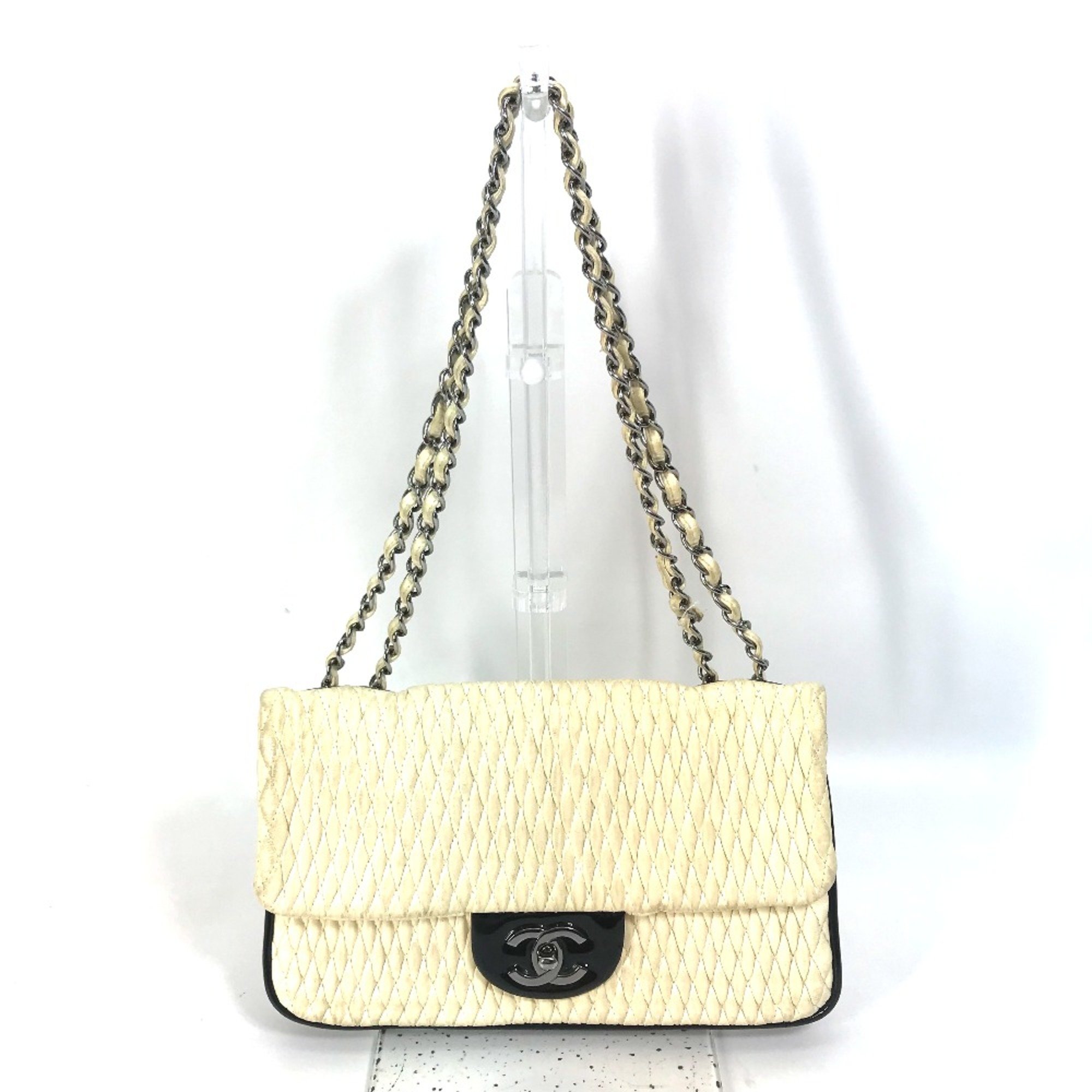 Chanel CC Chain bag Crossbody Double Chain Shoulder Bag White SilverHardware