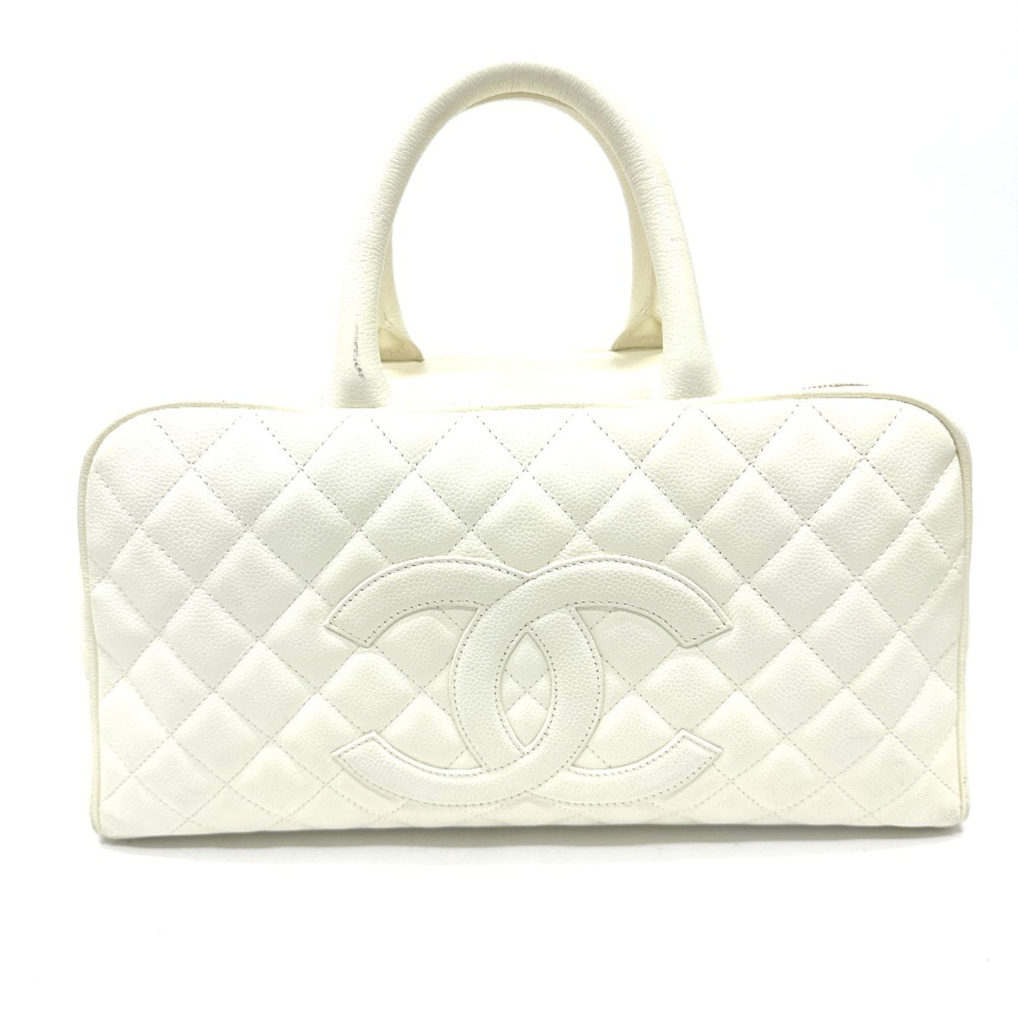 Chanel CC Mark Quilted Matelasse Bag Hand Bag White