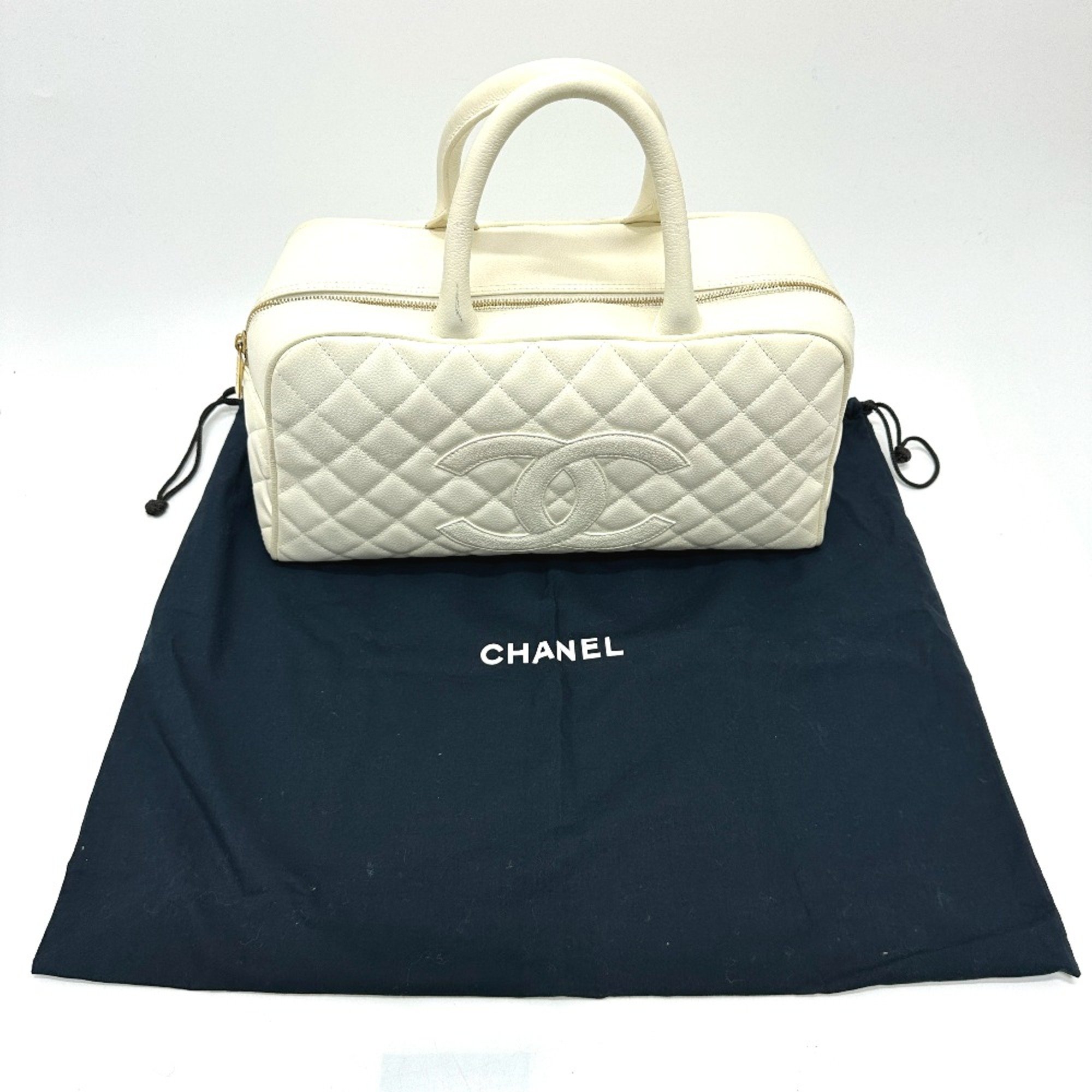 Chanel CC Mark Quilted Matelasse Bag Hand Bag White