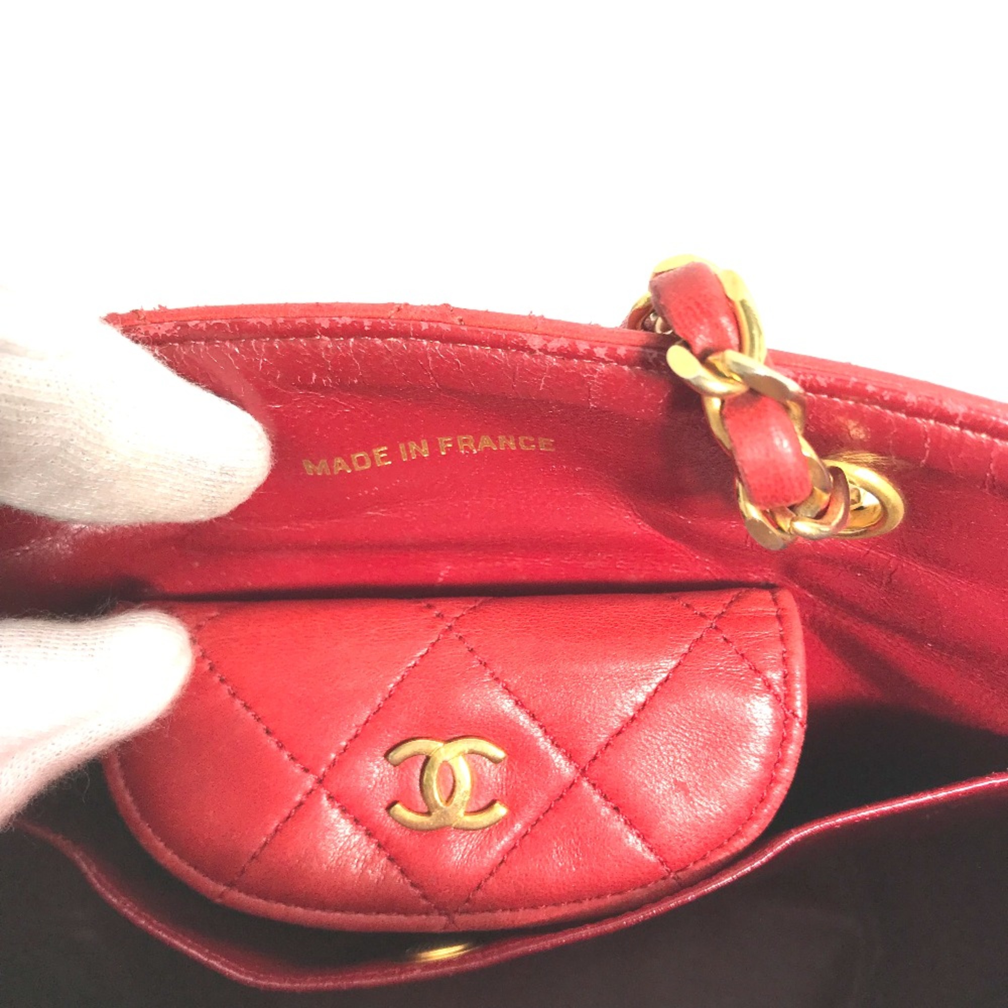 Chanel vintage Chain Shoulder Hand Bag Shoulder Bag Red Gold