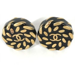 Chanel 97A Vintage accessories round Earrings Gold Black