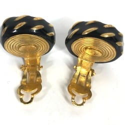 Chanel 97A Vintage accessories round Earrings Gold Black