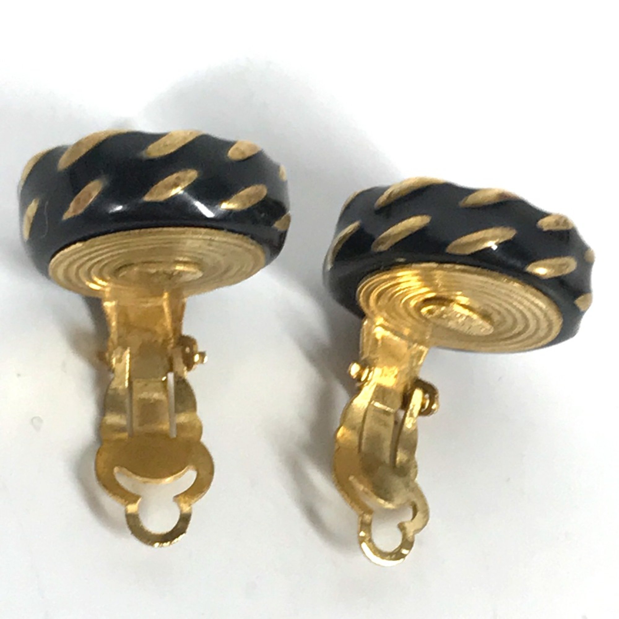 Chanel 97A Vintage accessories round Earrings Gold Black