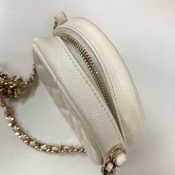 Chanel CC Mark Round Chain Bag Crossbody Shoulder Bag White Gold