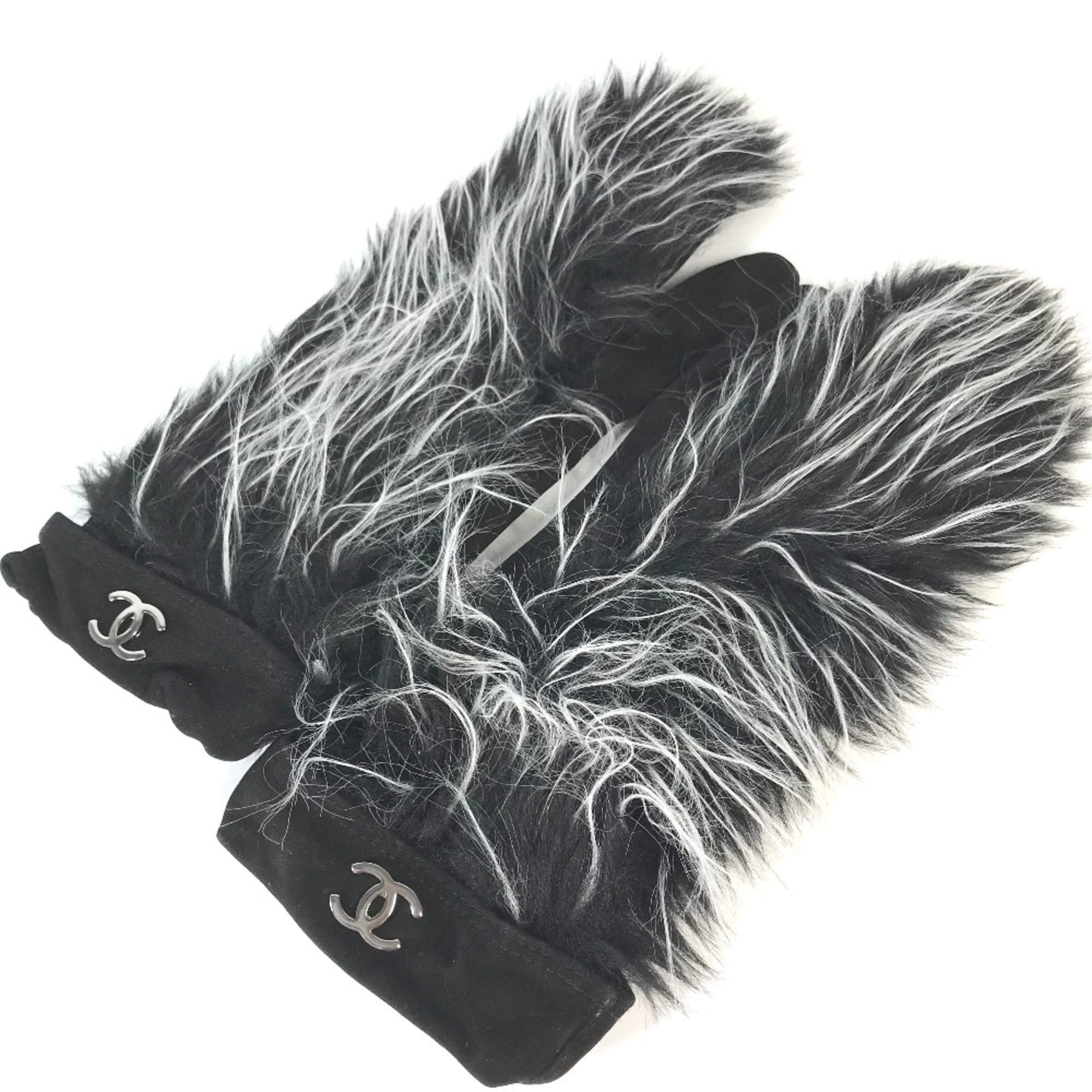 Chanel mitten type gloves Glove Black WhiteBased