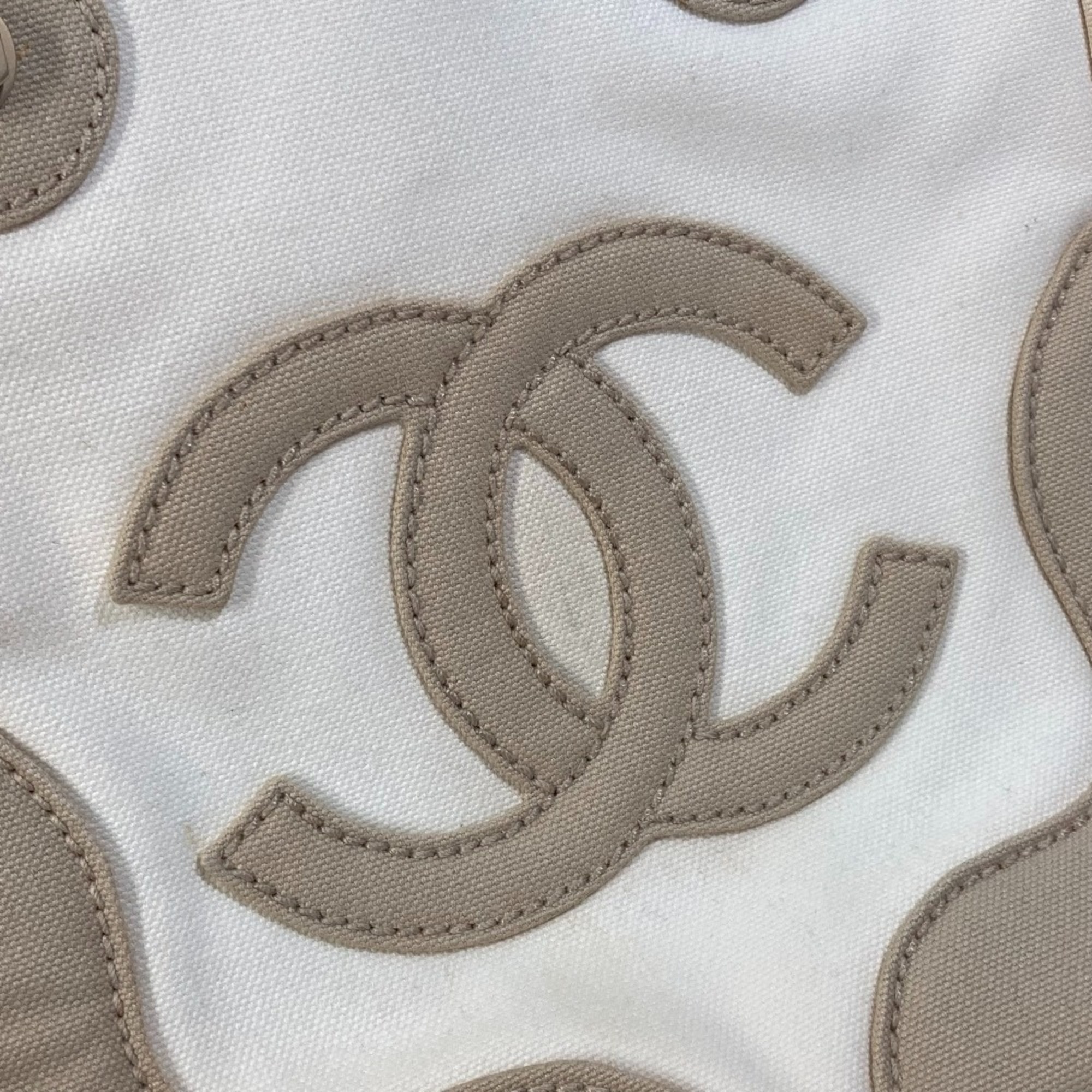 Chanel Shoulder Shoulder Bag Hand Bag Bag Tote Bag Beige White