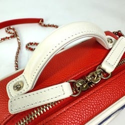 Chanel A93342 CC Mark Tricolor Shoulder Bag Red