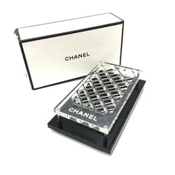 Chanel logo gloss stand case Accessory case Black clear