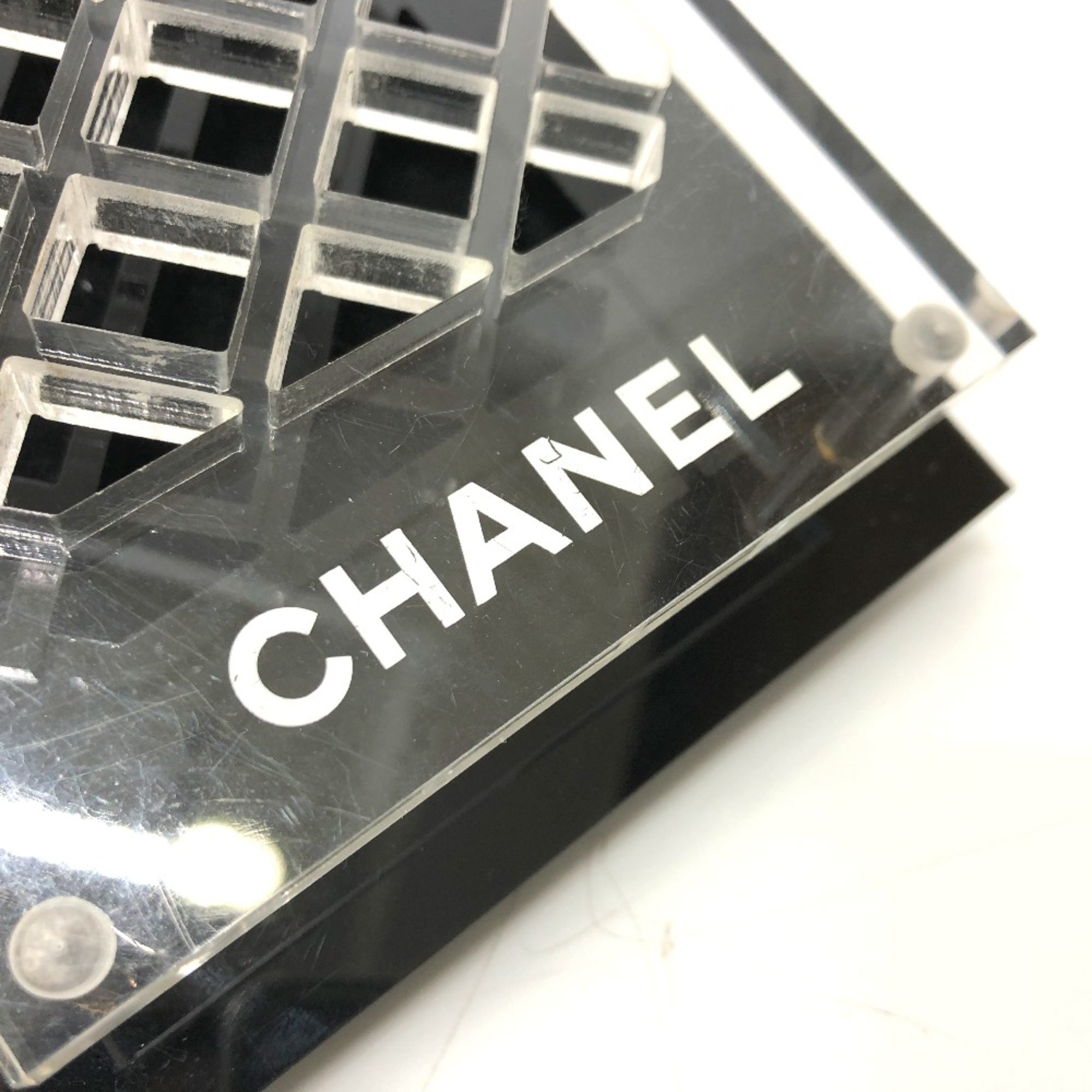 Chanel logo gloss stand case Accessory case Black clear