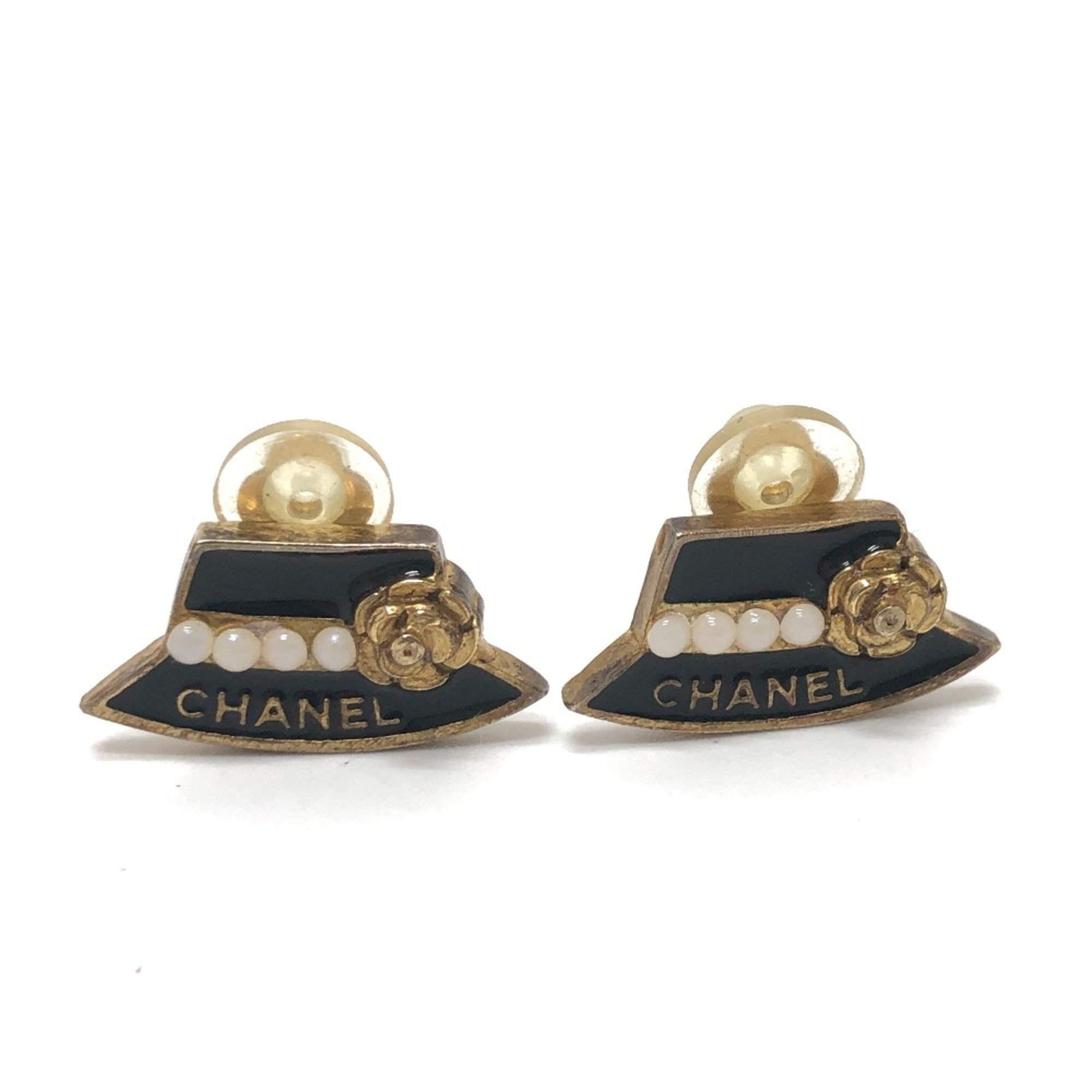 Chanel 02A Earrings Black GoldHardware