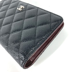 Chanel Long wallet Two fold Long Wallet Black SilverHardware