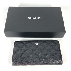 Chanel Long wallet Two fold Long Wallet Black SilverHardware