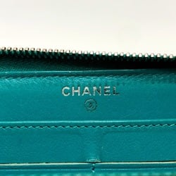 Chanel CC Mark Zip Around Long Wallet Green SilverHardware