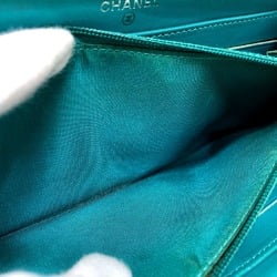 Chanel CC Mark Zip Around Long Wallet Green SilverHardware