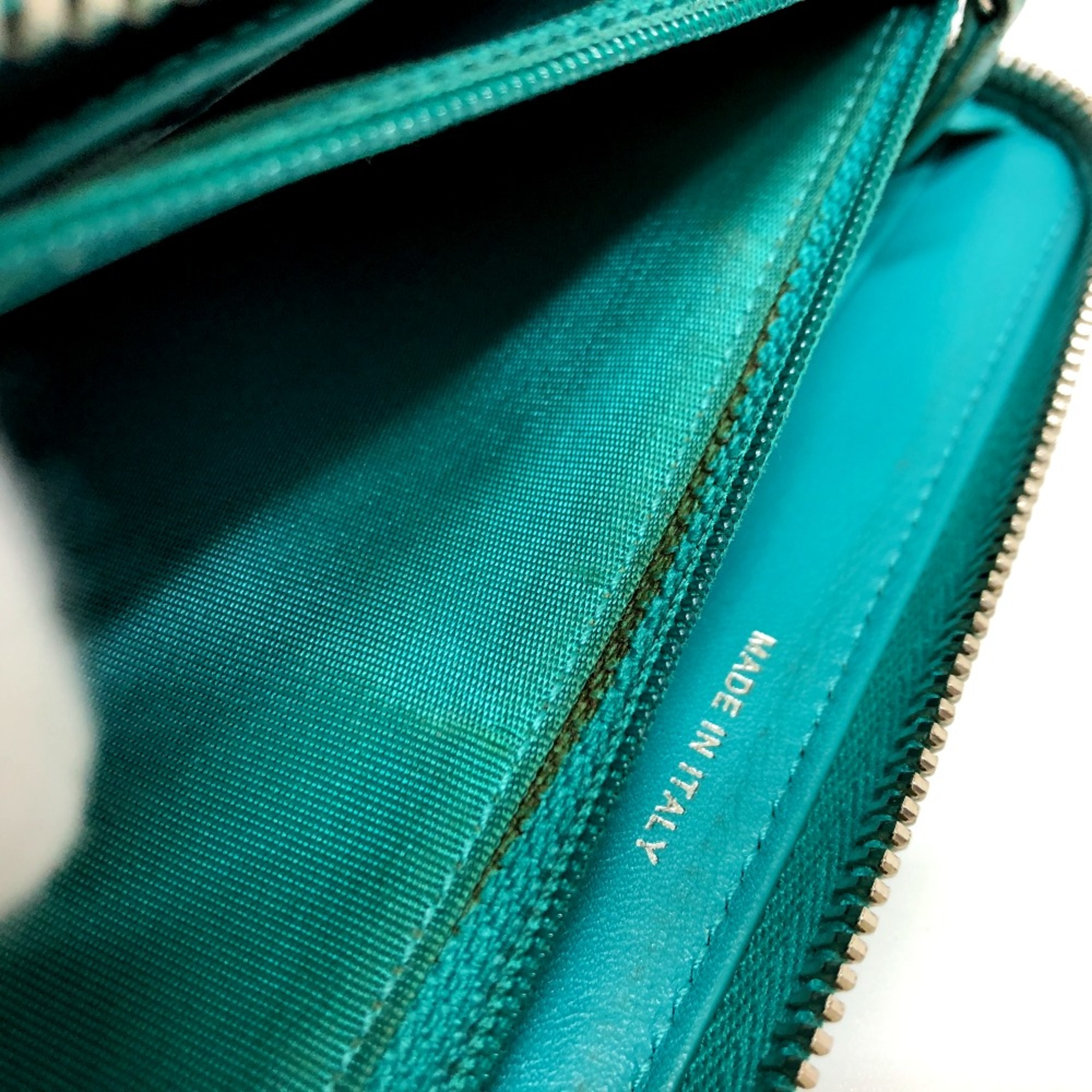 Chanel CC Mark Zip Around Long Wallet Green SilverHardware