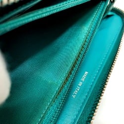 Chanel CC Mark Zip Around Long Wallet Green SilverHardware