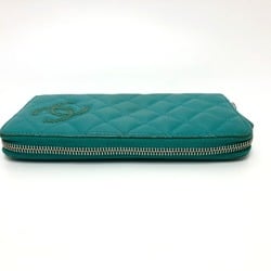 Chanel CC Mark Zip Around Long Wallet Green SilverHardware