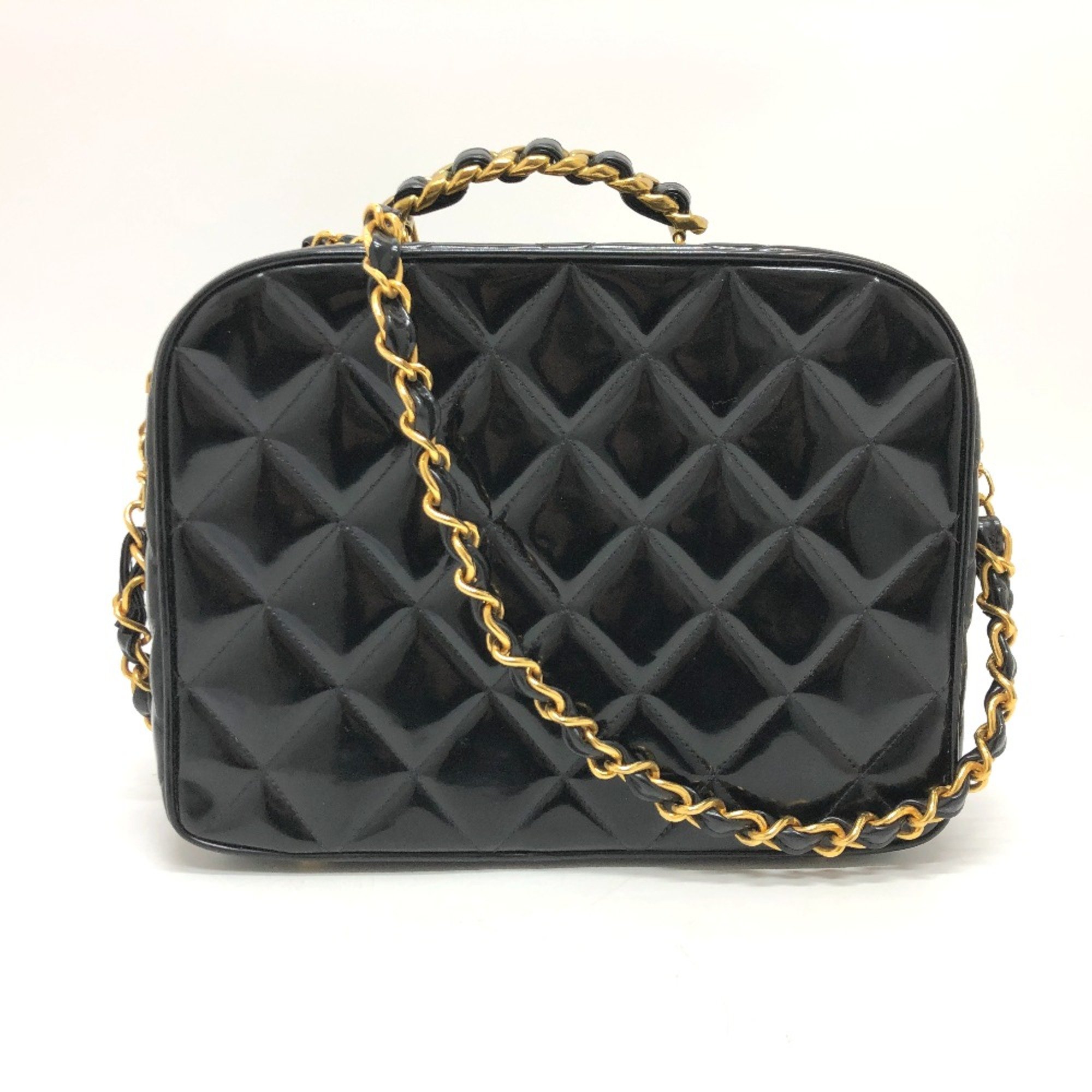 Chanel Matelasse 2WAY Bag Shoulder Crossbody Hand Bag Black GoldHardware