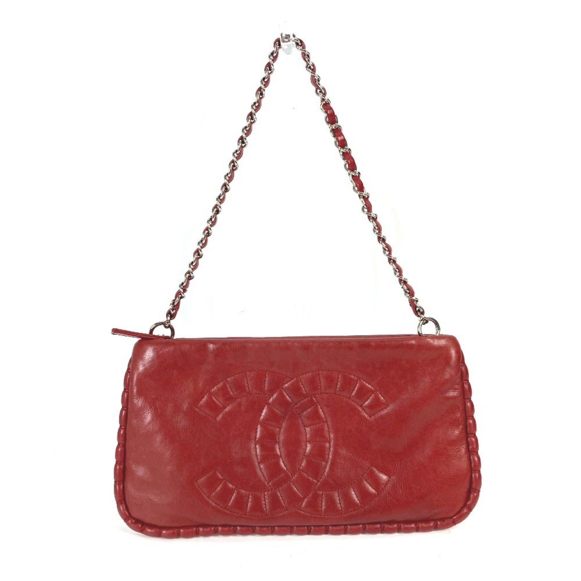 Chanel A48547 10A bag shoulder chain Shoulder Bag Red SilverHardware