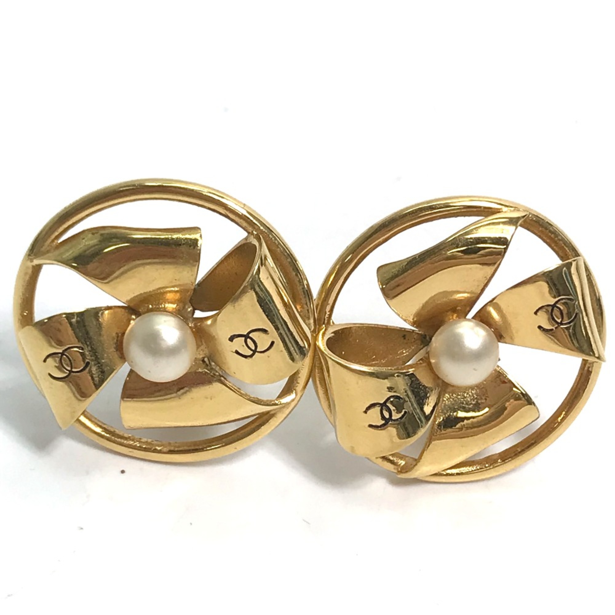 Chanel vintage CC Mark Earrings Gold