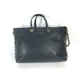 Chanel AS0356 CC Mark Quilted Chain Bag Tote Bag 2WAY Shoulder Bag Black GoldHardware