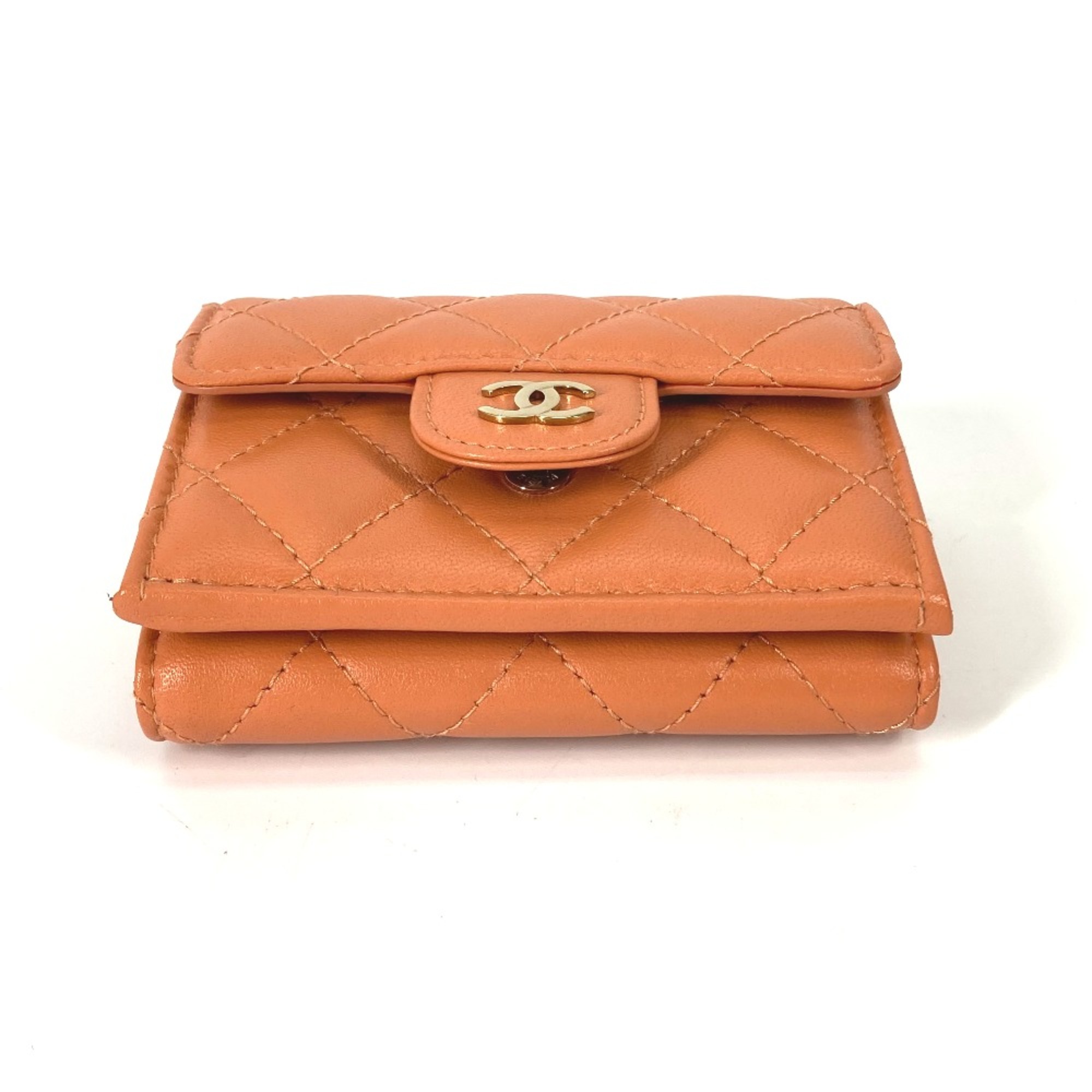 Chanel AP0230 CC Mark Compact wallet Trifold wallet Orange GoldHardware