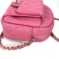 Chanel Matelasse Quilted Chain Bag Crossbody Pochette Shoulder Bag pink Gold