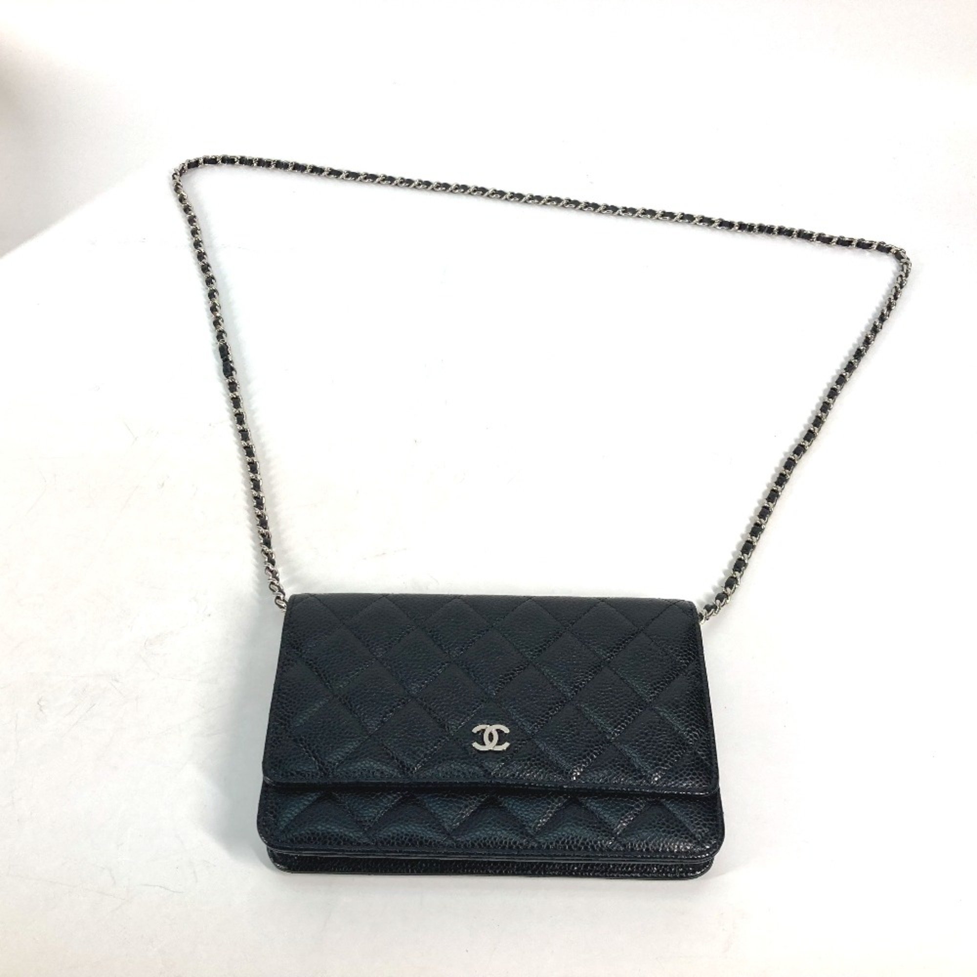 Chanel AP0250 Quilted CC Shoulder Bag Chain Bag Crossbody Bag Long Wallet Black SilverHardware