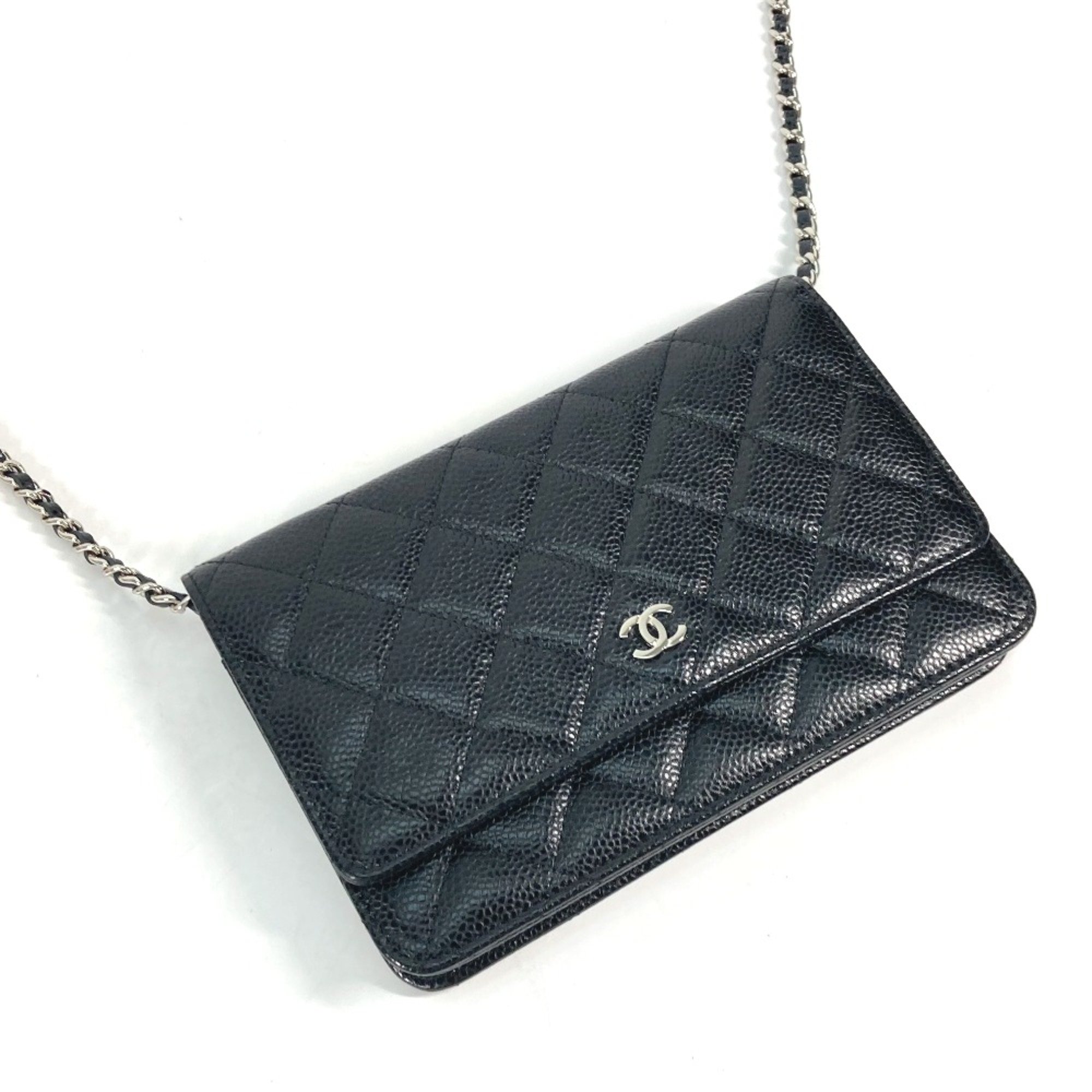 Chanel AP0250 Quilted CC Shoulder Bag Chain Bag Crossbody Bag Long Wallet Black SilverHardware